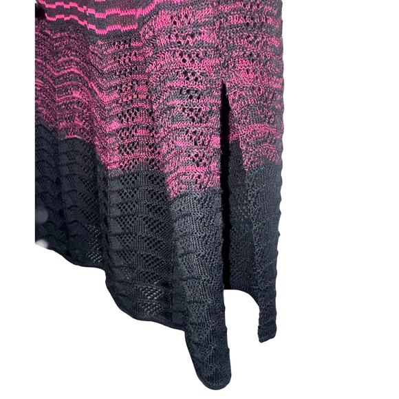 Ming Wang Large Pink Black Knit Cardigan Jacket | Double Breasted | Elegant Chic - Picture 4 of 7